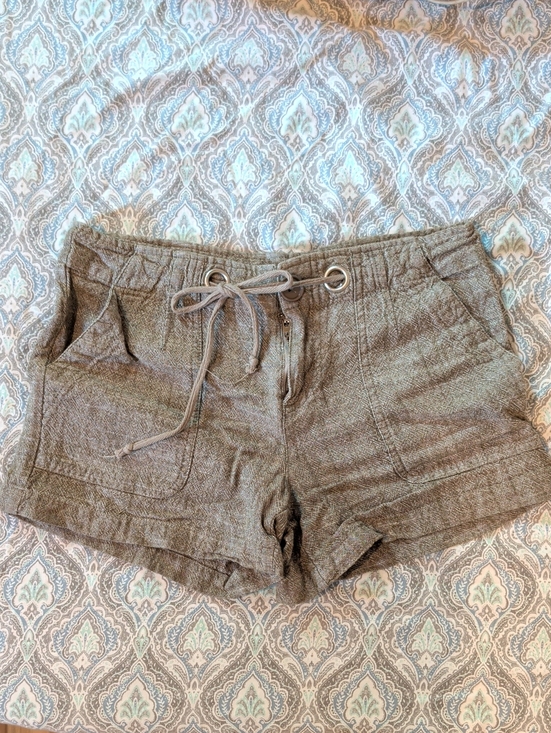 Rag Poets Pants - Women’s Tie-Waist Casual Shorts - Olive/Taupe